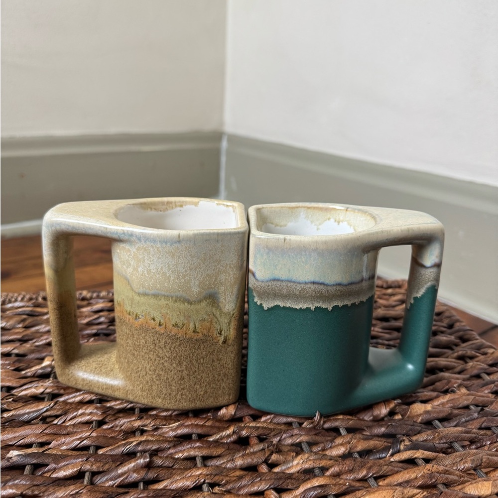 Pair of Square Cafe Ceramic Mugs - Picture 2 of 6